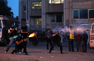 The police at the entrance to my mom's street