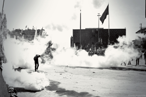 Tear gas filling Taksim Square.