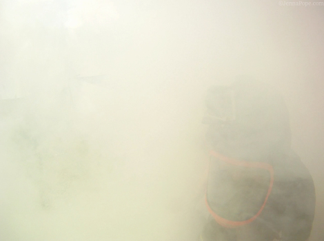 My view from inside the tear gas.