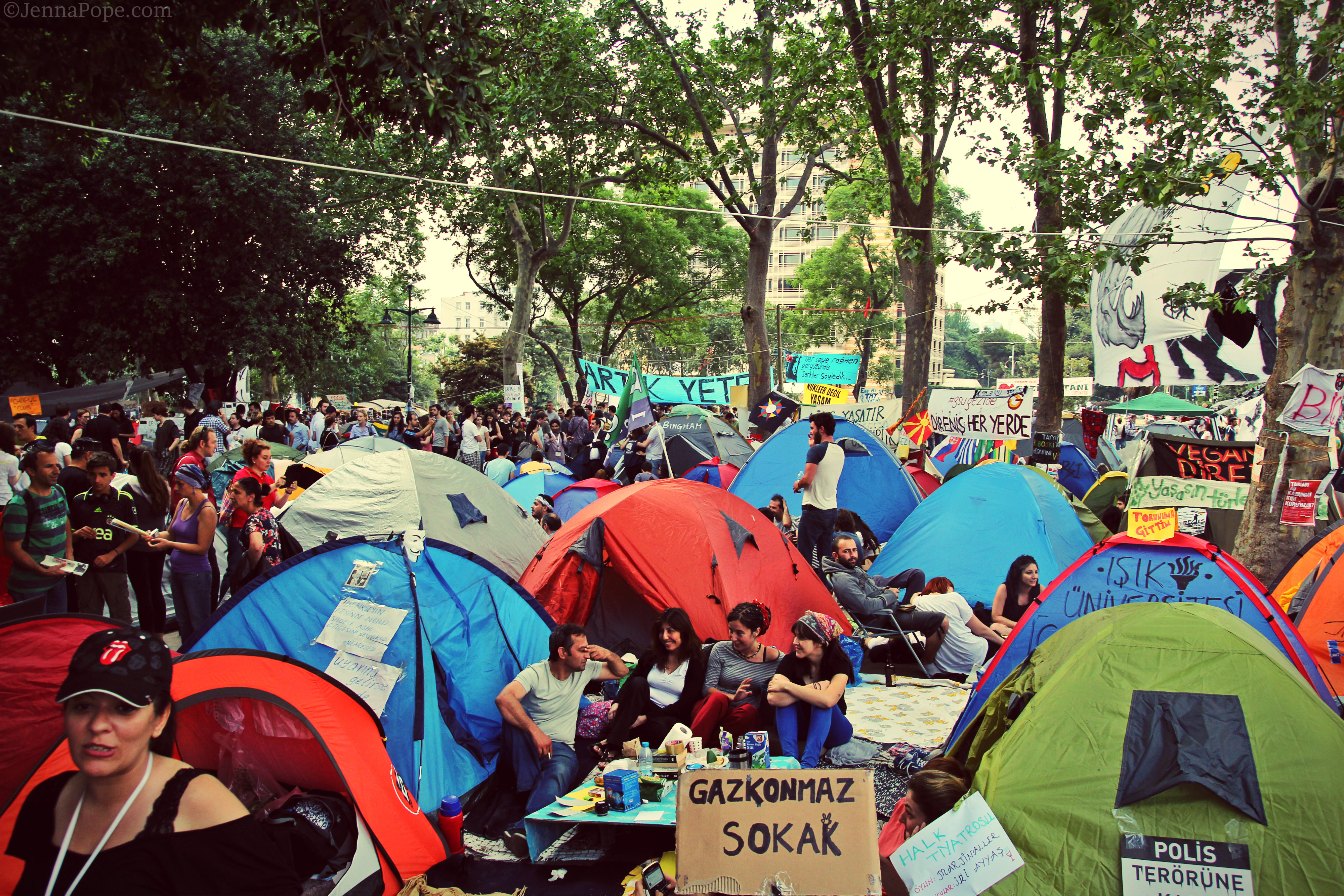 Tents set up in Gezi Park, where thousands of people camped out every night.